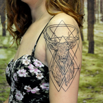 Tattoos - Geometric Stag on Shoulder- Instagram @michaelbalesart - 121896